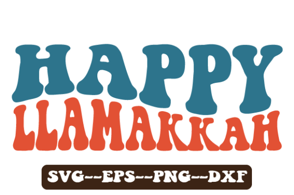 Happy Llamakkah Retro Wavy Svg for Crafts and Graphics